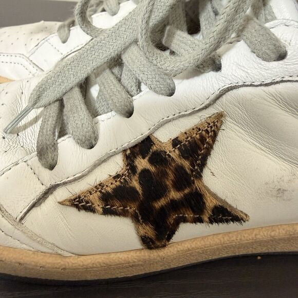 Golden Goose High Top Signature Sneakers Womens Sz 38 Sky Star Pony Hair Leopard - Picture 5 of 16